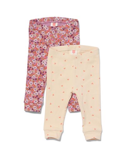 baby leggings rib bloemen - 2 stuks roze 86 - 33004855 - HEMA