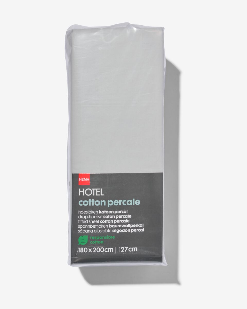 hoeslaken - hotel katoen percal - 180 x 200 cm - lichtgrijs - 5140039 - HEMA