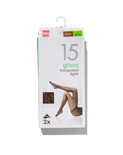 2-pak pantys 15 denier bruin bruin - 1000001158 - HEMA