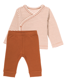 newborn kledingset trui en broek met bamboe bruin bruin - 1000028745 - HEMA