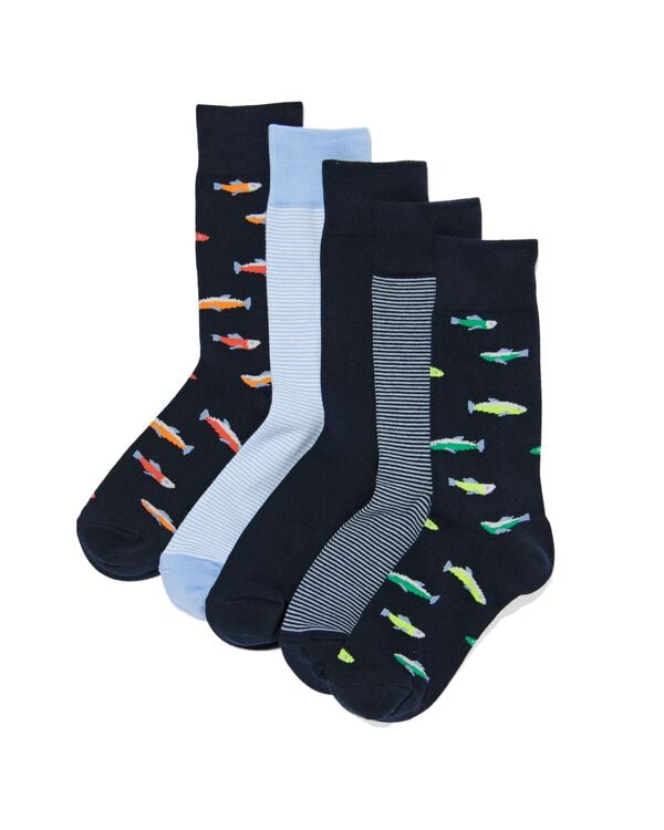 heren sokken met katoen vissen - 5 paar donkerblauw donkerblauw - 4152605DARKBLUE - HEMA
