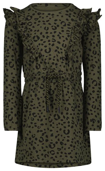 kinder jurk ruffle luipaard legergroen - 1000025438 - HEMA