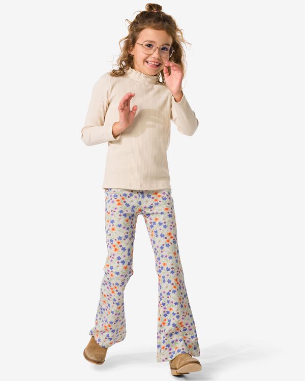 kinderlegging flared fit bloemen gebroken wit gebroken wit - 30866200OFFWHITE - HEMA