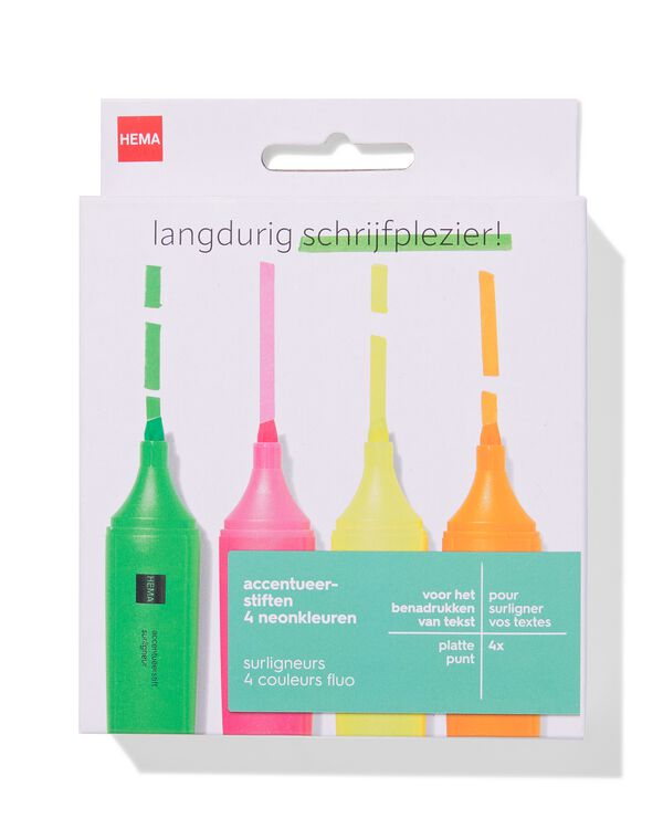 accentueerstiften felle kleuren - 4 stuks - 14400401 - HEMA