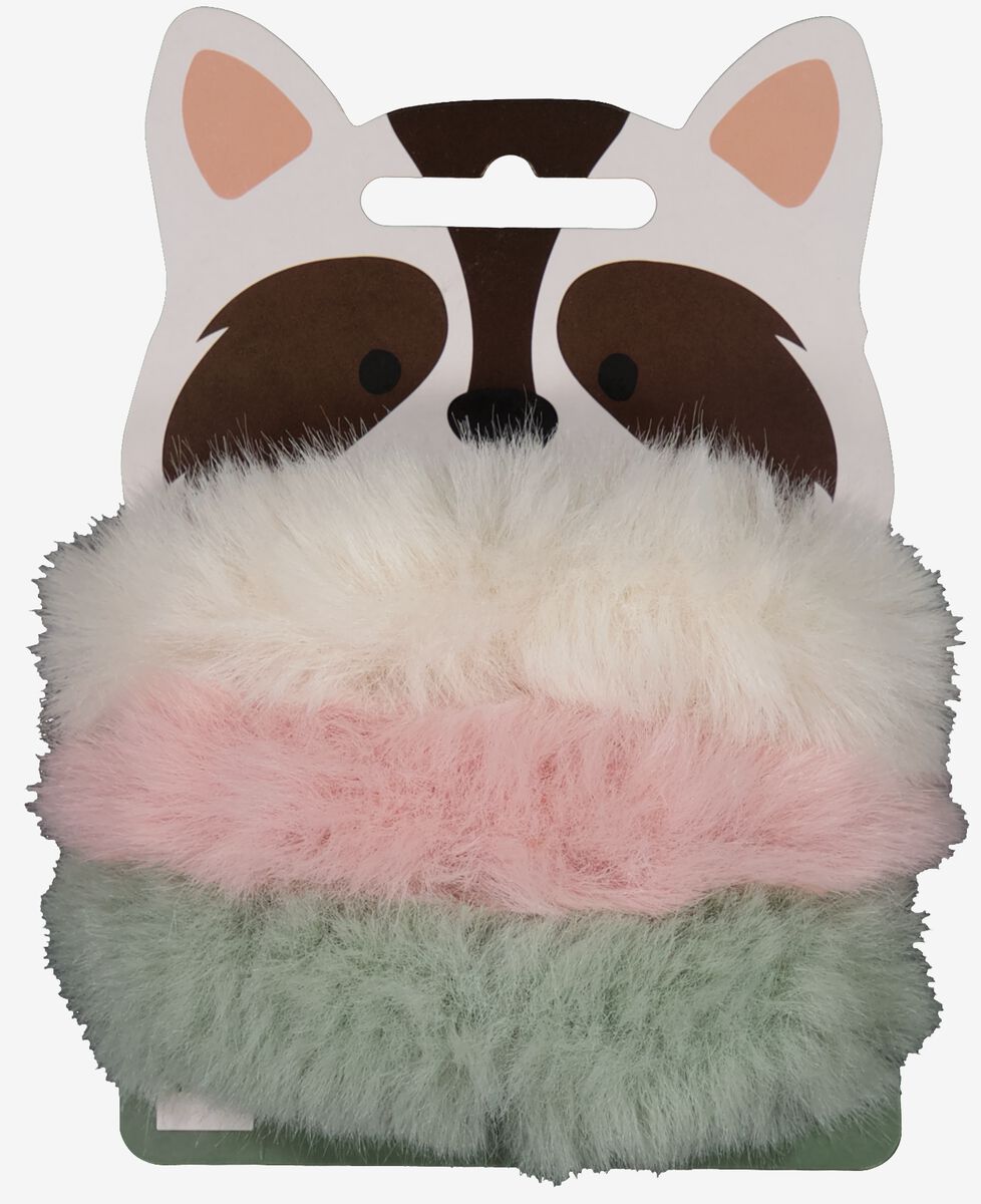 scrunchies fluffy wasbeer - 3 stuks - 11800125 - HEMA