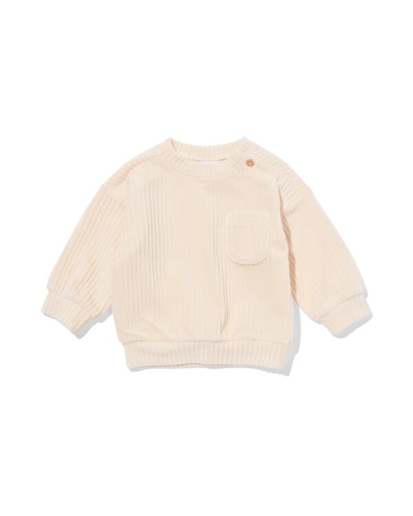 babysweater velours rib  ecru ecru - 33049870ECRU - HEMA
