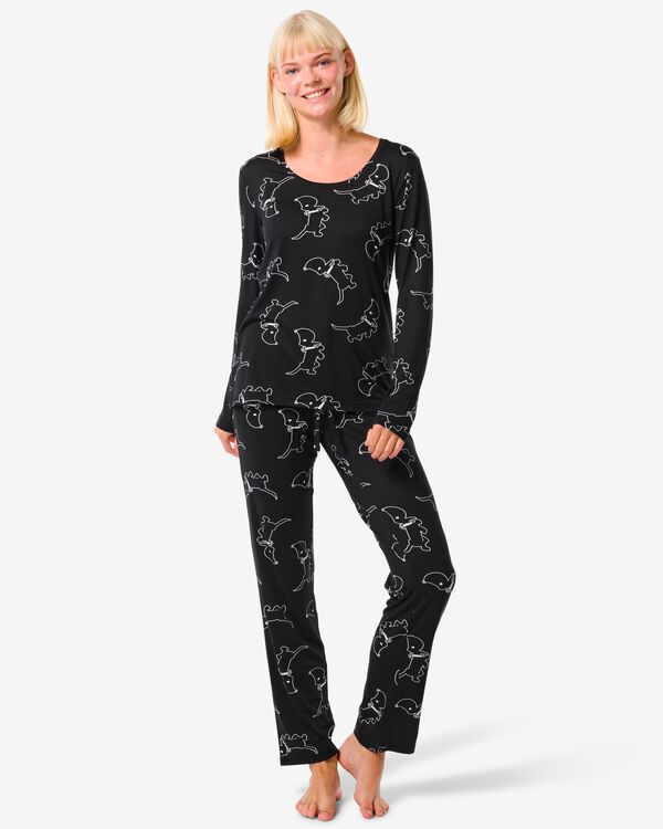takkie damespyjama micro zwart zwart - 23460225BLACK - HEMA