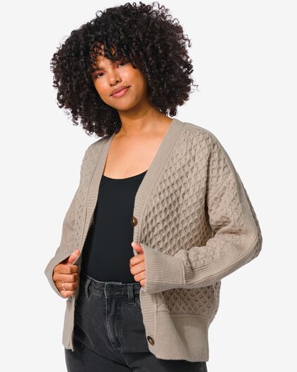 dames vest gebreid Viola zand zand - 36234640SAND - HEMA