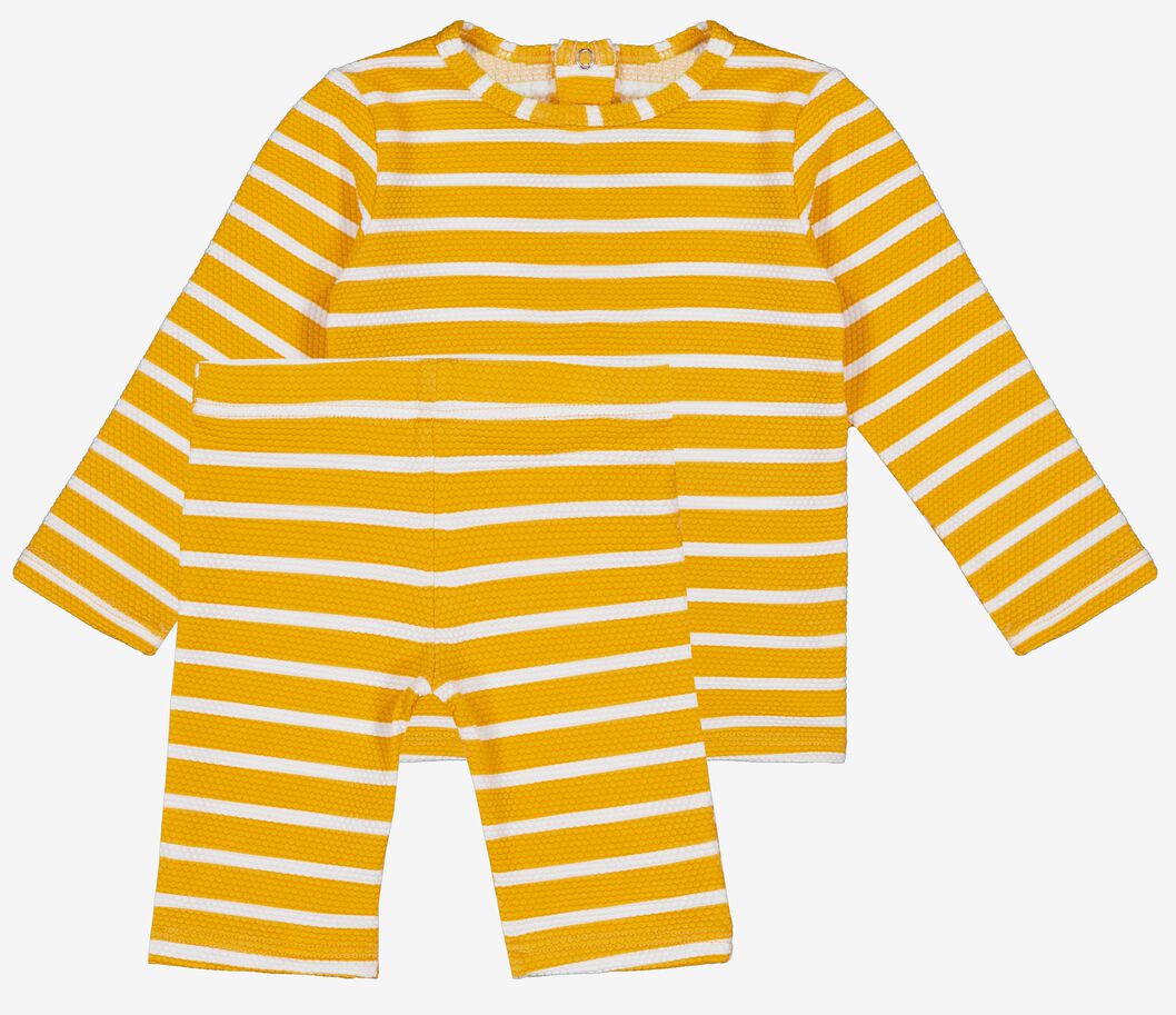 Vijfde geur mooi baby zwempak UV-beschermend strepen geel - HEMA