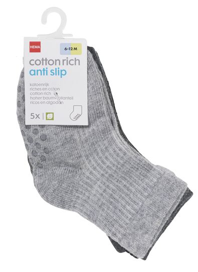 baby sokken met katoen - 5 paar grijs 18-24 m - 4750344 - HEMA