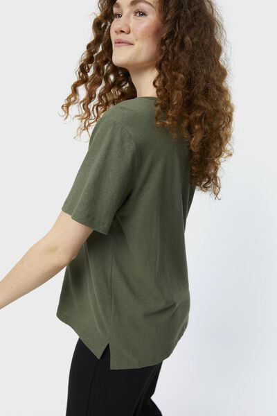 dames t-shirt Char linnen/katoen groen - 1000027994 - HEMA