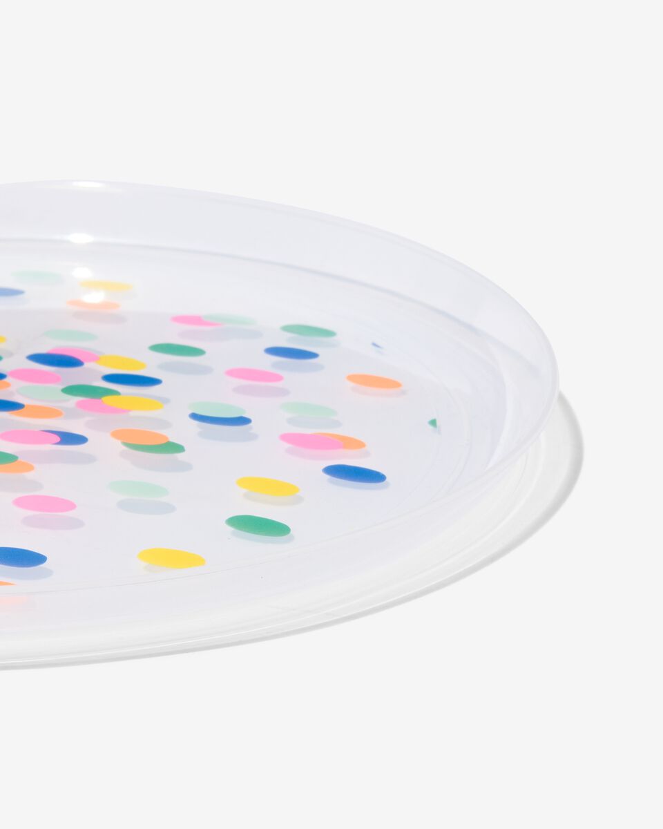 plastic borden herbruikbaar - Ø22.5 cm confetti - stuks - HEMA