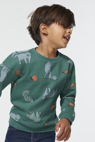 kinder sweater met bosdieren groen groen - 1000029224 - HEMA