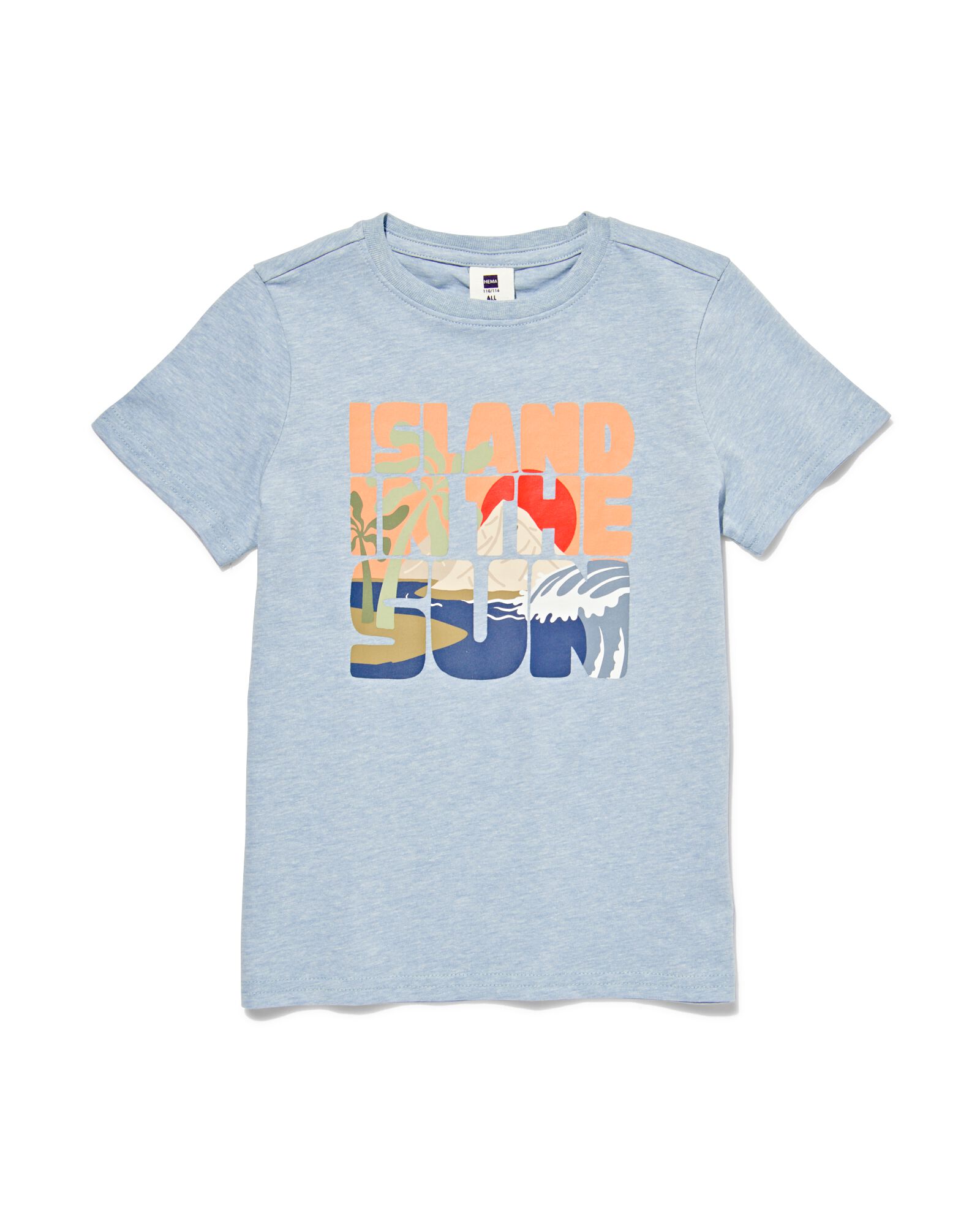 kinder t-shirt island in the sun donkerblauw - 1000031660 - HEMA