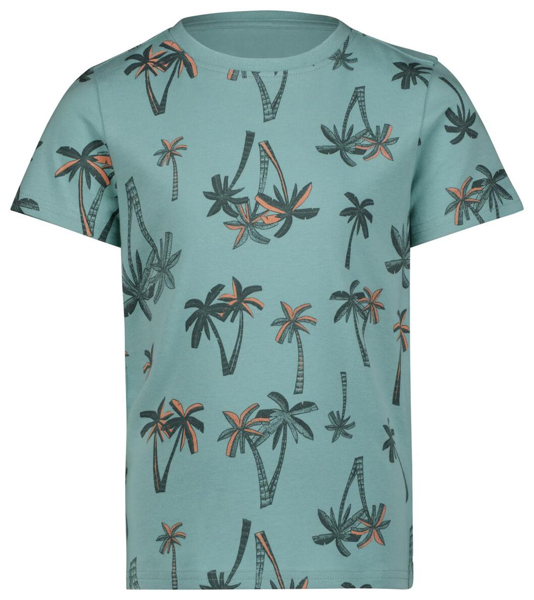 kinder t-shirt palmbomen zeeblauw - 1000027889 - HEMA