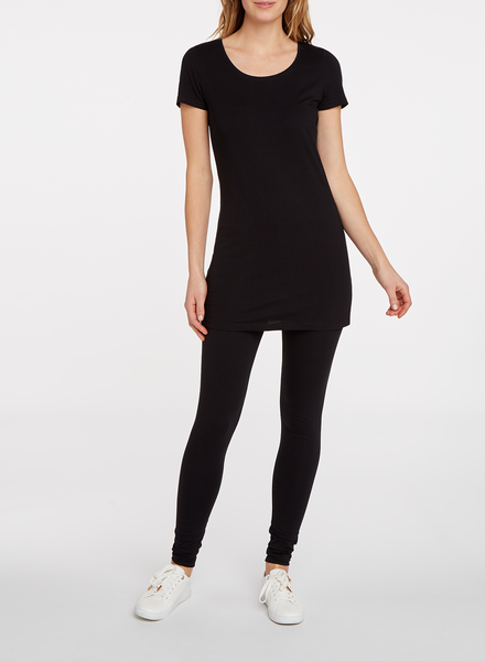 dames t-shirt extra lang zwart XL - 36365968 - HEMA