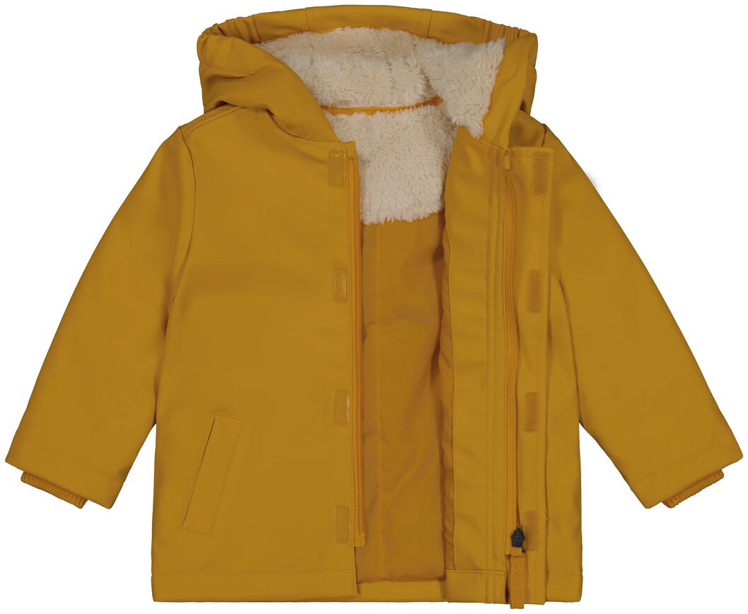 Grote waanidee Rijke man progressief baby jas met rubbercoating en capuchon geel - HEMA
