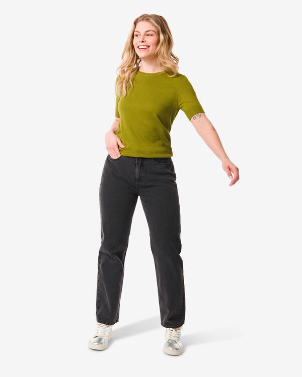 dames jeans straight fit donkergrijs - 1000030533 - HEMA
