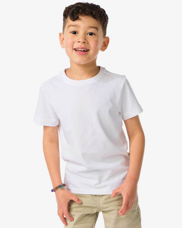 kinder t-shirts  biologisch katoen - 2 stuks wit wit - 1000019381 - HEMA