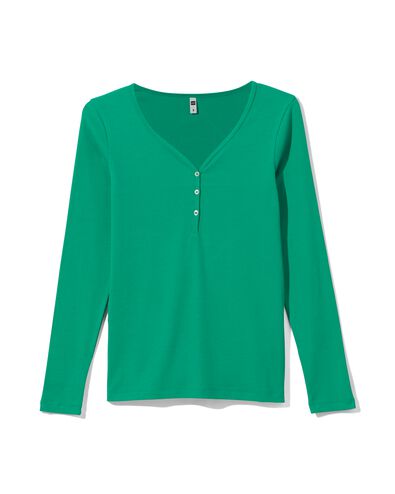 dames t-shirt Clara rib groen M - 36256552 - HEMA