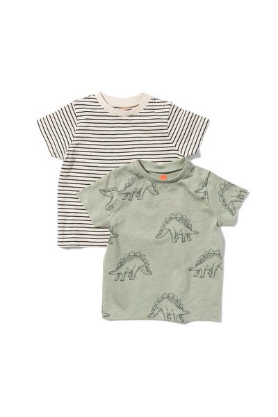 baby t-shirts - 2 stuks groen groen - 1000030540 - HEMA