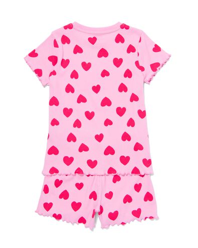 kindershortama met hartjes rib katoen/stretch roze 134/140 - 23091585 - HEMA