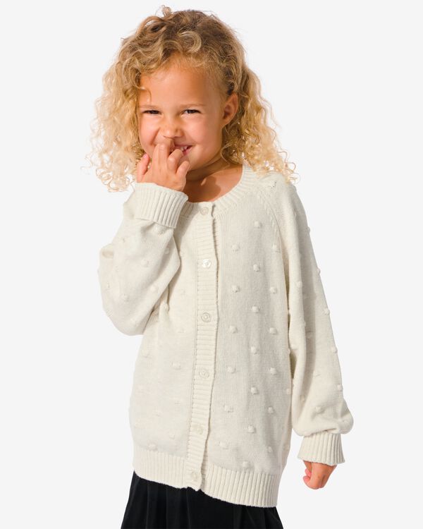 kinder vest gebreid met noppen gebroken wit gebroken wit - 30823305OFFWHITE - HEMA