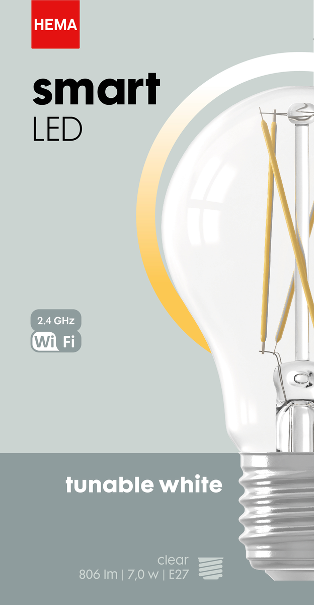 smart LED lamp peer E27 - 7W - 806 lm - helder - 20000025 - HEMA