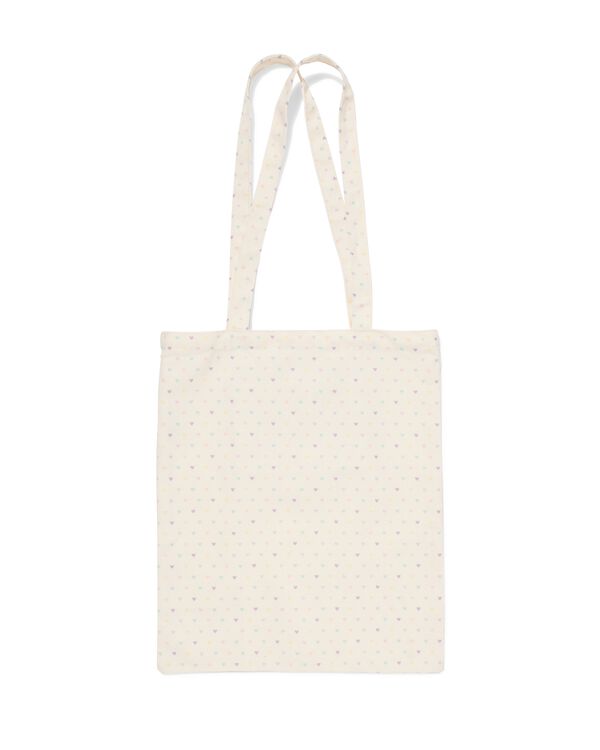 canvas tas 42x36cm hartjes beige  - 14540166 - HEMA