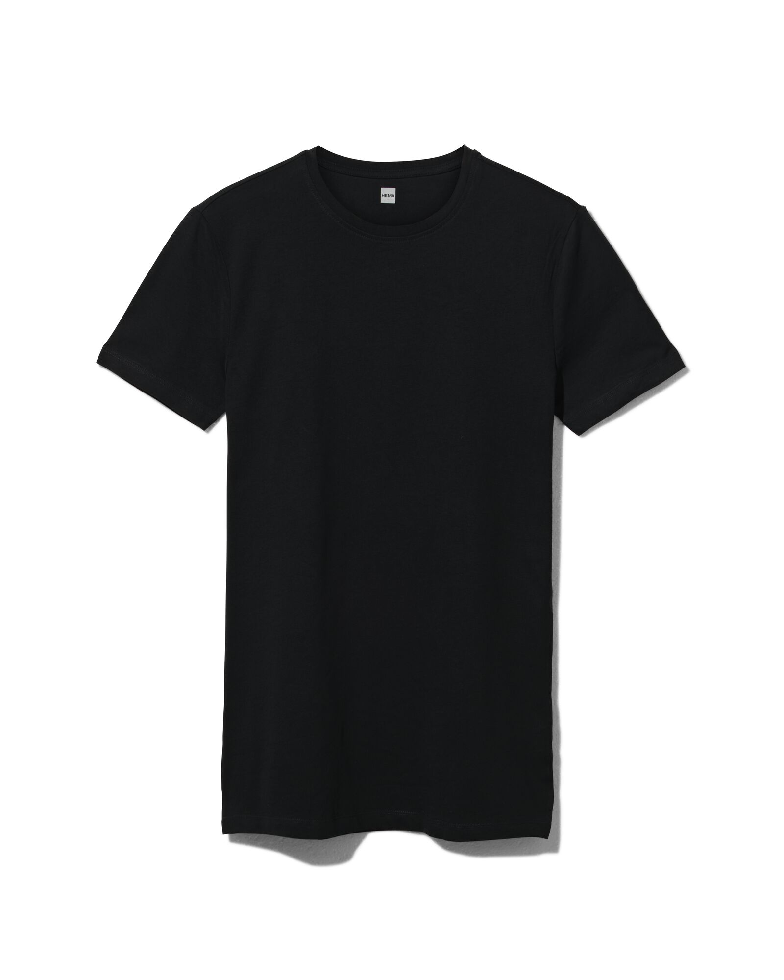 heren t-shirt regular fit o-hals extra lang - 2 stuks zwart S - 34277073 - HEMA