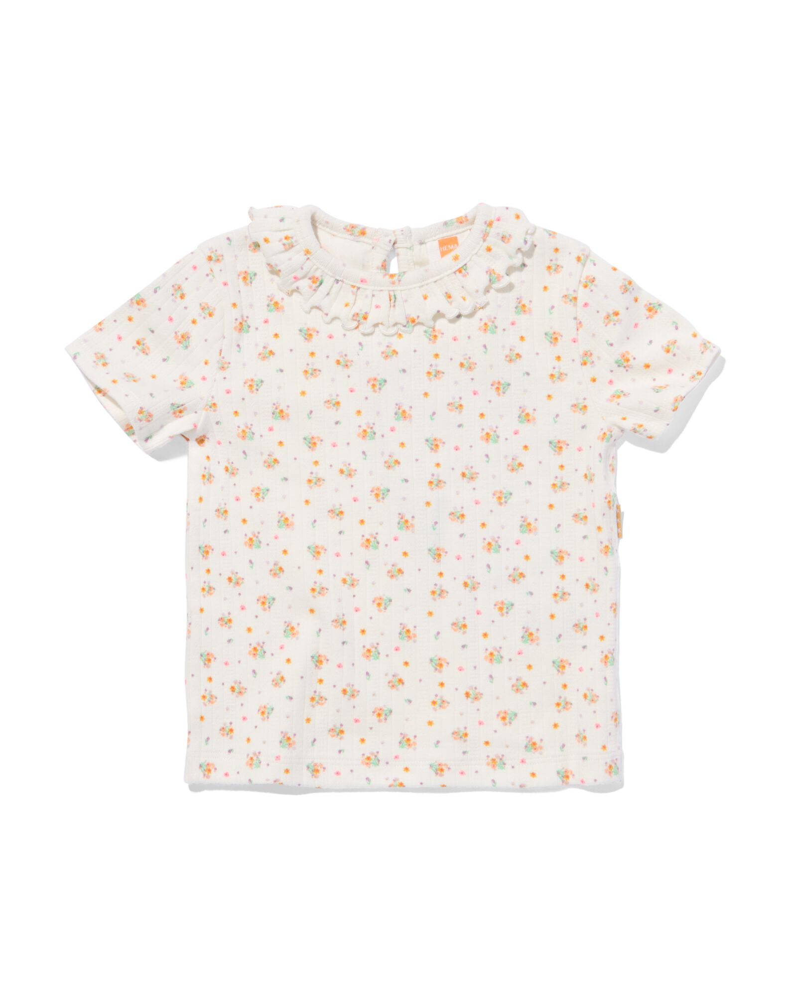 Image of HEMA Newborn T-shirt Bloemen Gebroken Wit (gebroken wit)