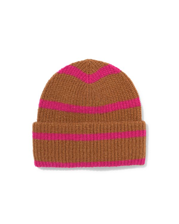 kinder beanie strepen taupe taupe - 16700280TAUPE - HEMA