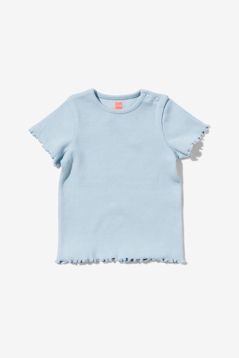 baby t-shirts rib - 2 stuks lichtblauw 74 - 33048533 - HEMA