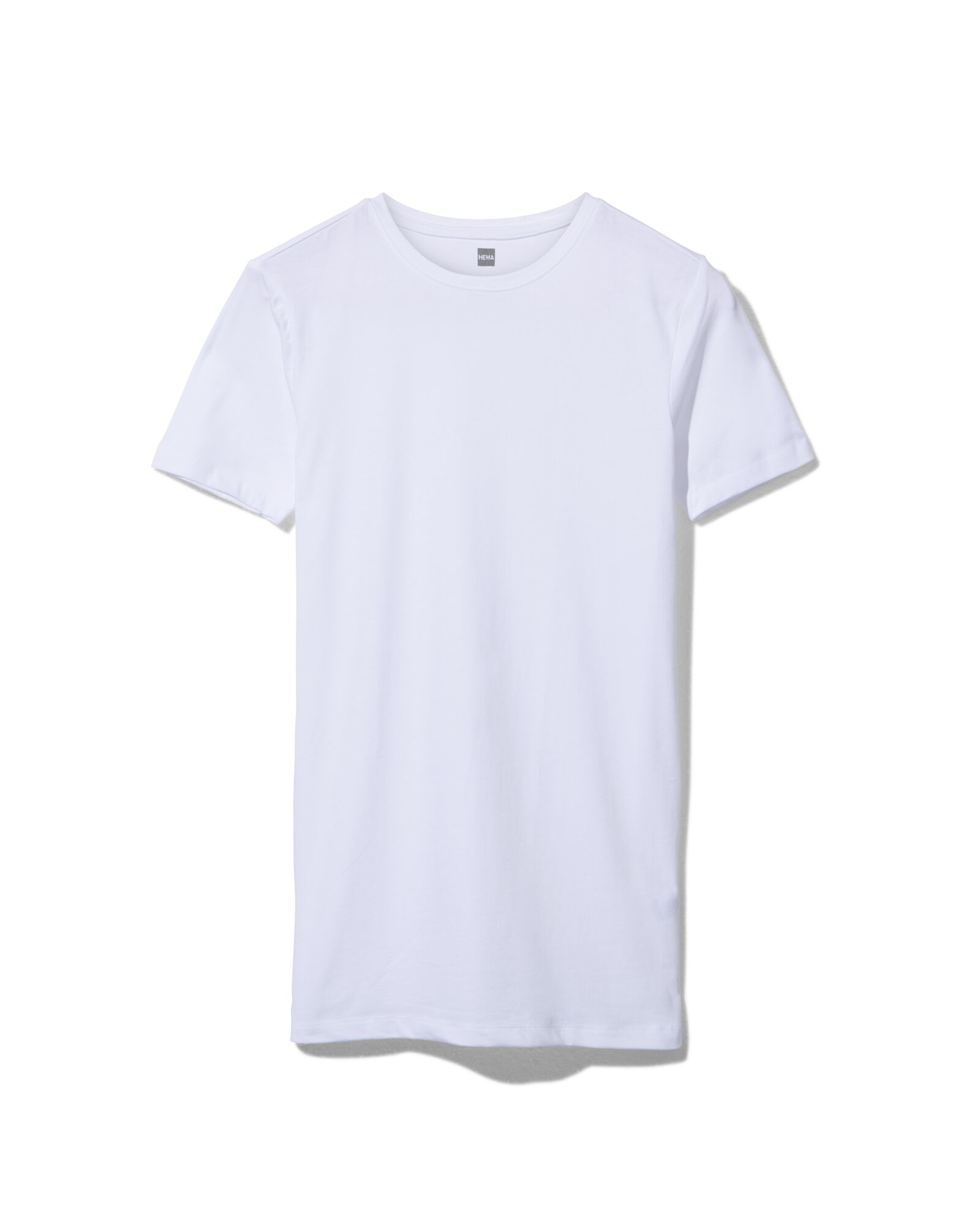heren t-shirt slim fit o-hals extra lang wit M - 34276844 - HEMA