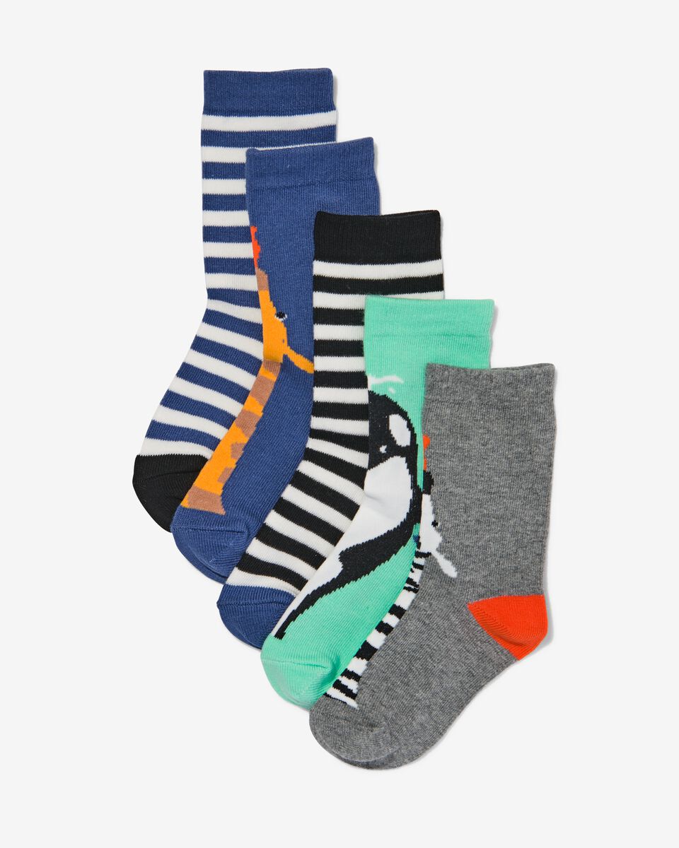 kinder sokken met katoen - 5 paar aqua aqua - 1000030130 - HEMA
