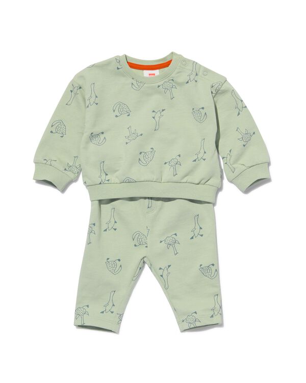 newborn baby set trui en broek groen groen - 1000032045 - HEMA