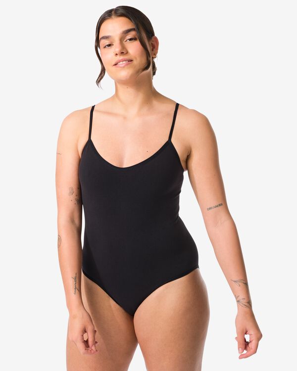 licht corrigerende damesbody naadloos katoen zwart zwart - 21510234BLACK - HEMA