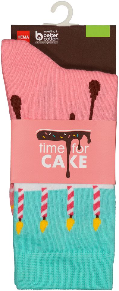 sokken met katoen time for cake roze 39/42 - 4103402 - HEMA