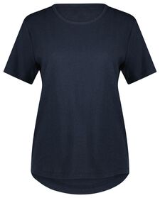 dames t-shirt Annie linnen/katoen donkerblauw donkerblauw - 1000027859 - HEMA