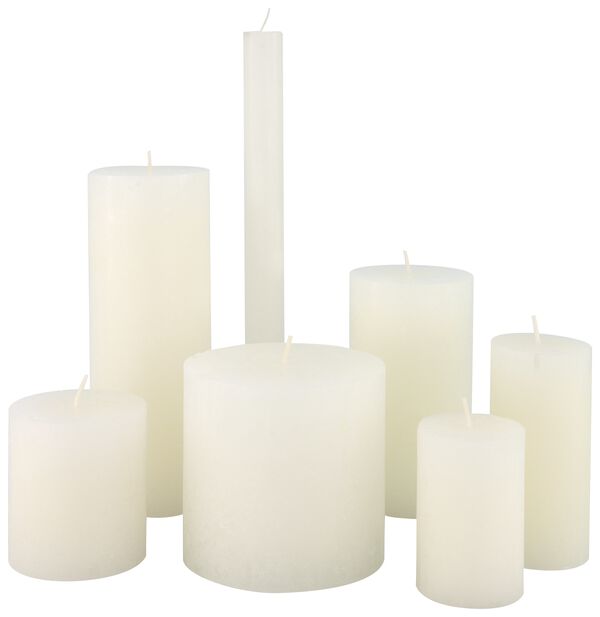 rustieke kaarsen wit wit - 1000015386 - HEMA