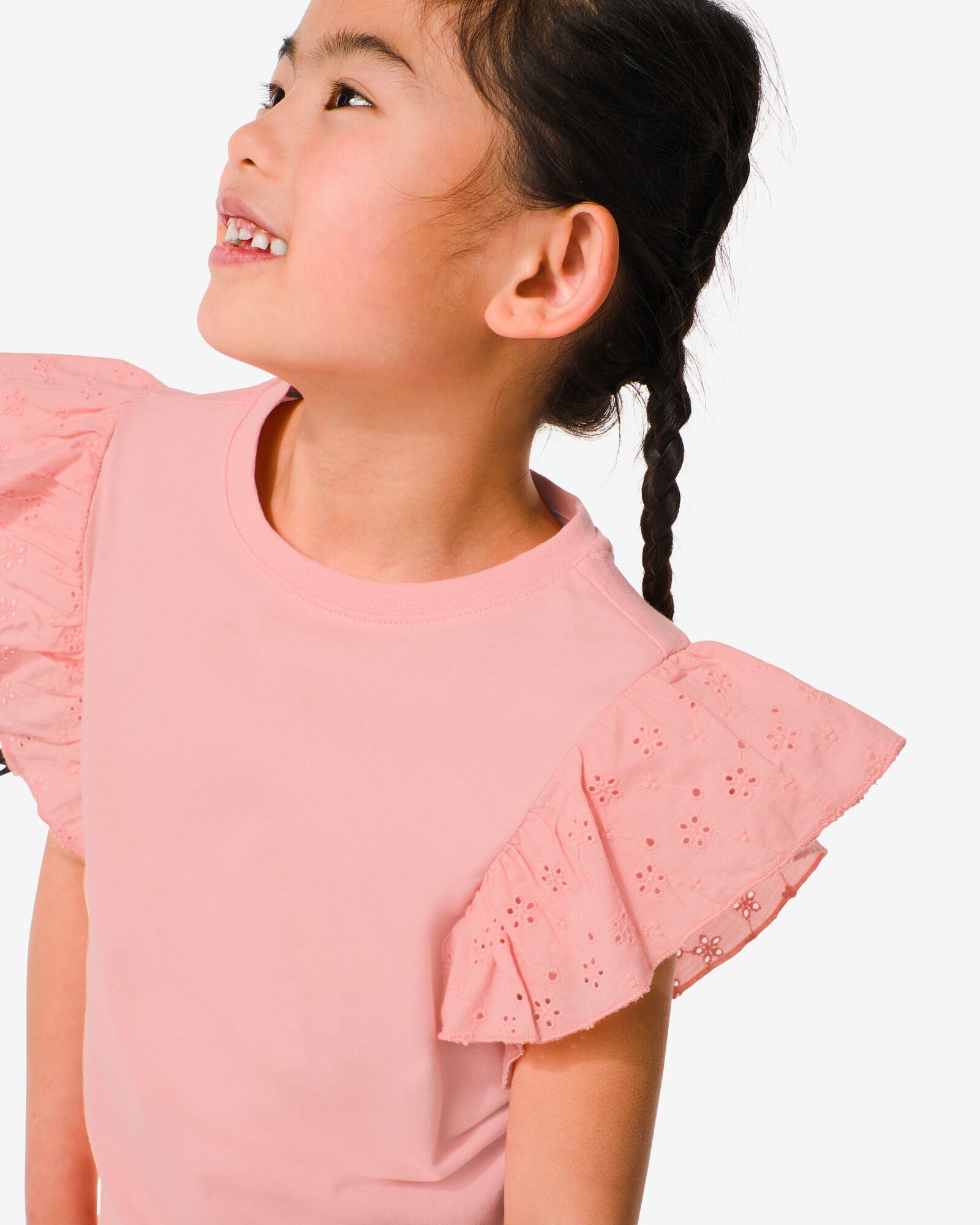 kinder t-shirt met borduur roze - 1000030777 - HEMA