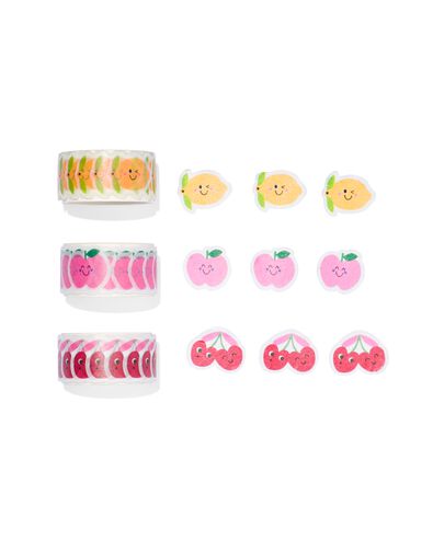 washi stickers fruit - 3 stuks - 14130131 - HEMA