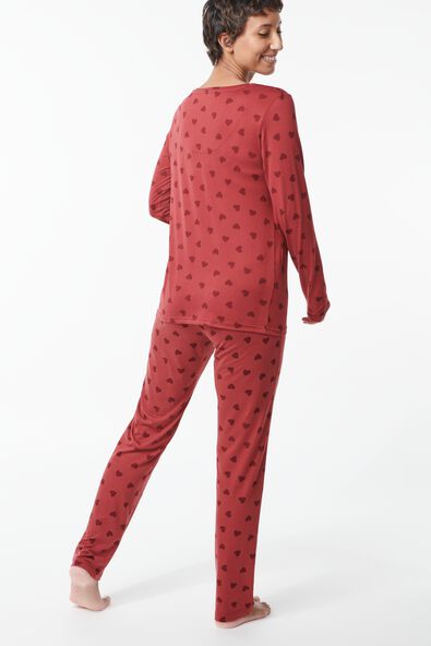 dames pyjama micro rood - 1000029441 - HEMA