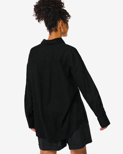 dames blouse Lizzy met linnen zwart L - 36216793 - HEMA