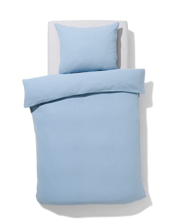 dekbedovertrek katoen mousseline 140x200/220 blauw - 5730161 - HEMA