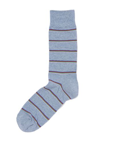 heren sokken met katoen strepen blauw 43/46 - 4152677 - HEMA