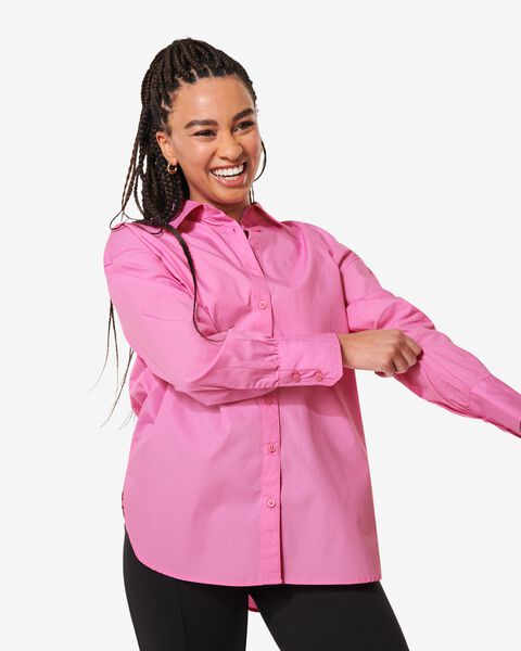 Serena Visa Welke dames blouse poplin India roze - HEMA