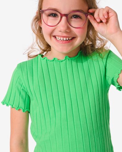 kinder t-shirt met ribbels groen 134/140 - 30834051 - HEMA