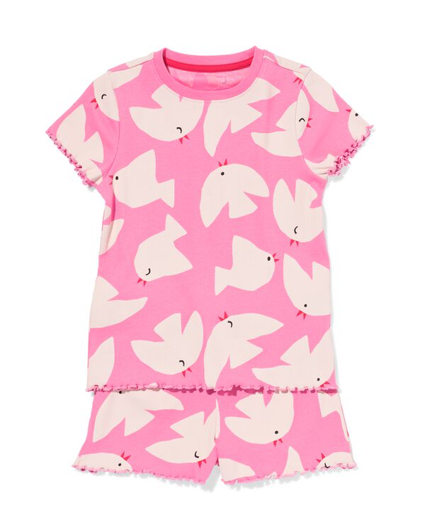kinder shortama rib vogel roze roze - 23090680PINK - HEMA