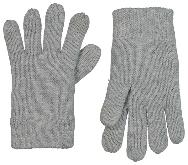 kinderhandschoenen met touchscreen gebreid grijsmelange grijsmelange - 1000020795 - HEMA